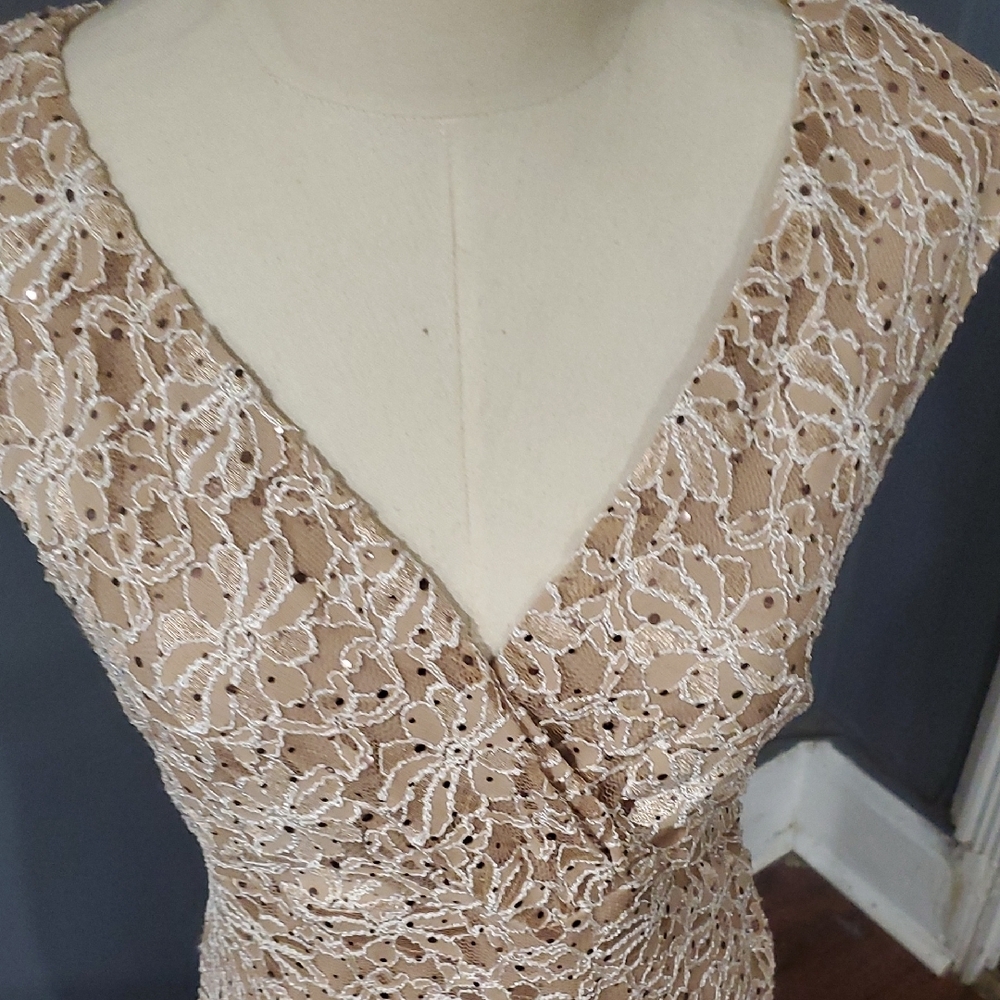 Connected Apparel Lace V-Neck Midi Dress - Cream - Picture 5 of 16